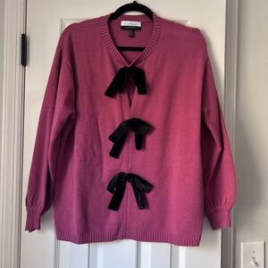 Eloquii Fuchsia Sweater with Black Velvet Bows